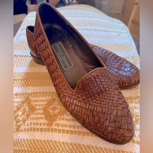 Cole Haan Women’s woven leather slip on flat Sz 8